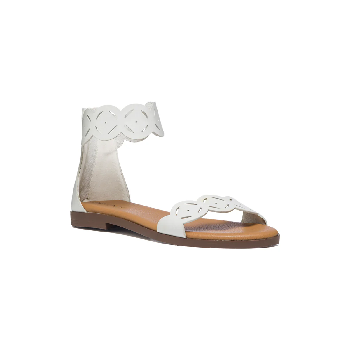 Sandali bassi bianchi con zip sul tallone Lora Ferres - Image 2