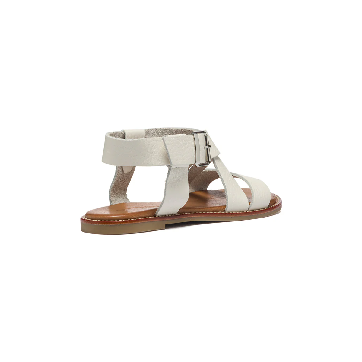 Sandali bassi bianchi in pelle con fasce intrecciate P Essentials - Image 3