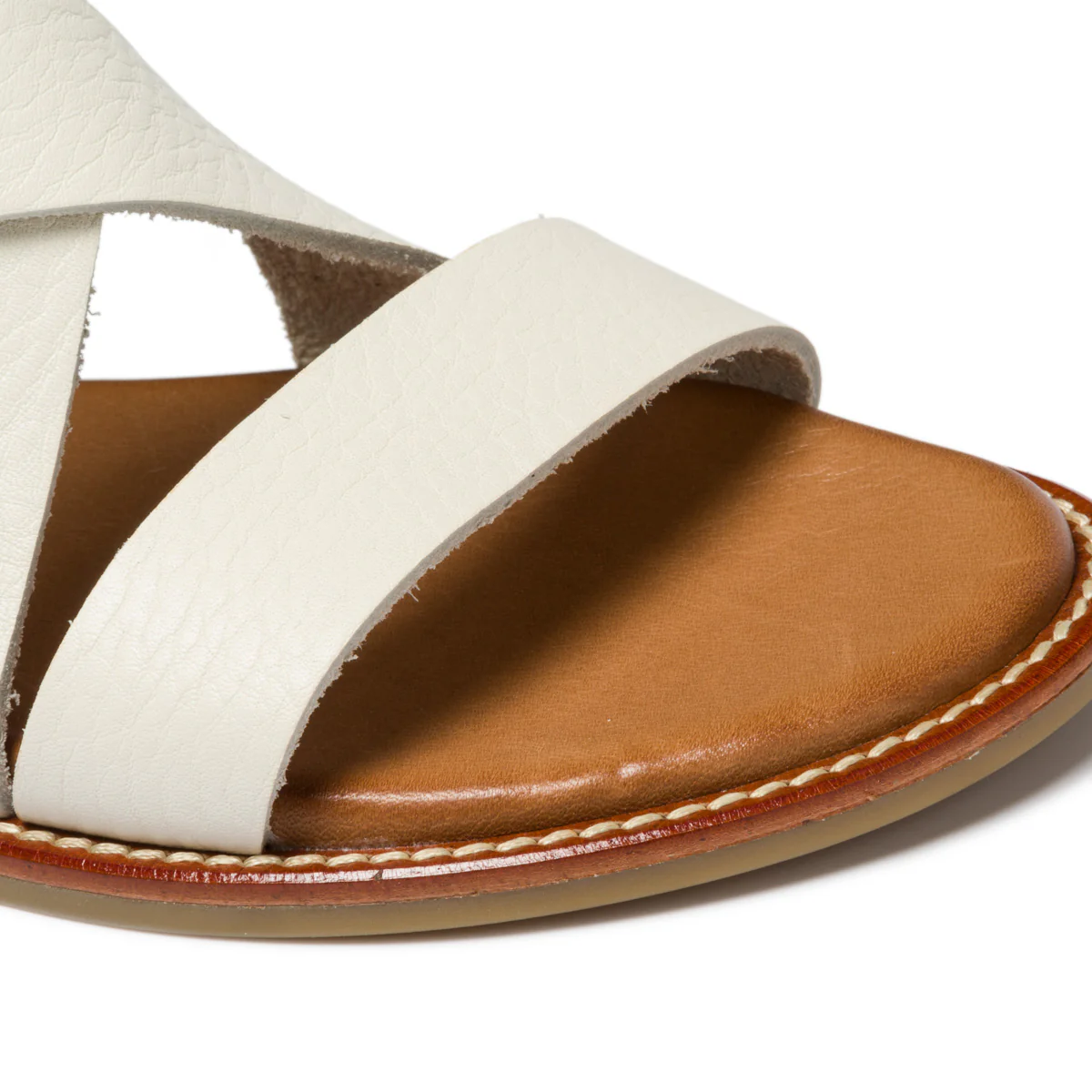 Sandali bassi bianchi in pelle con fasce intrecciate P Essentials - Image 4
