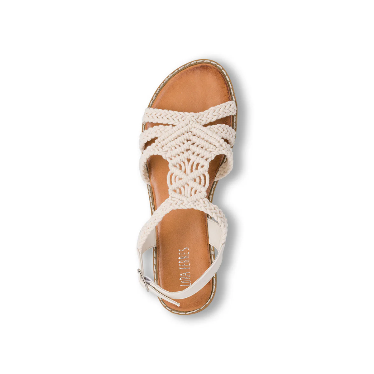 Sandali flat bianco off-white da Donna effetto crochet Lora Ferres - Image 5