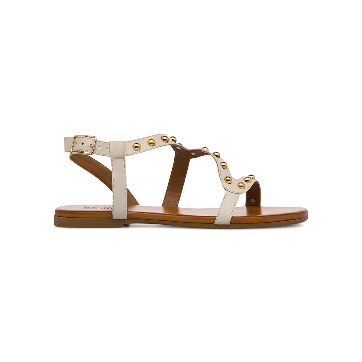 Sandali flat bianco off-white da Donna in pelle con borchie Primopiano