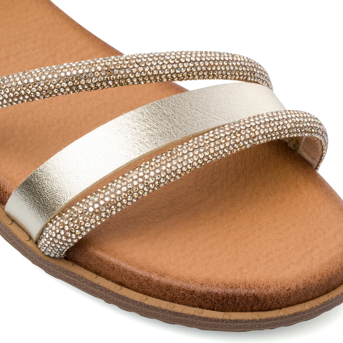 Sandali flat champagne da Donna con dettaglio strass Lora Ferres - Image 4