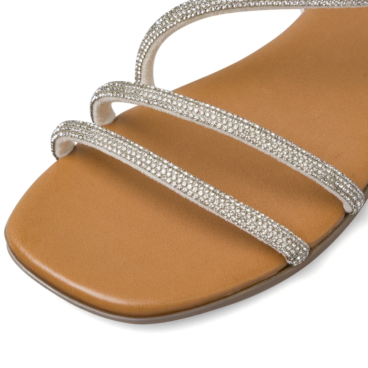 Sandali Flat da Donna Argento con strass e punta squadrata Lora Ferres - Image 4