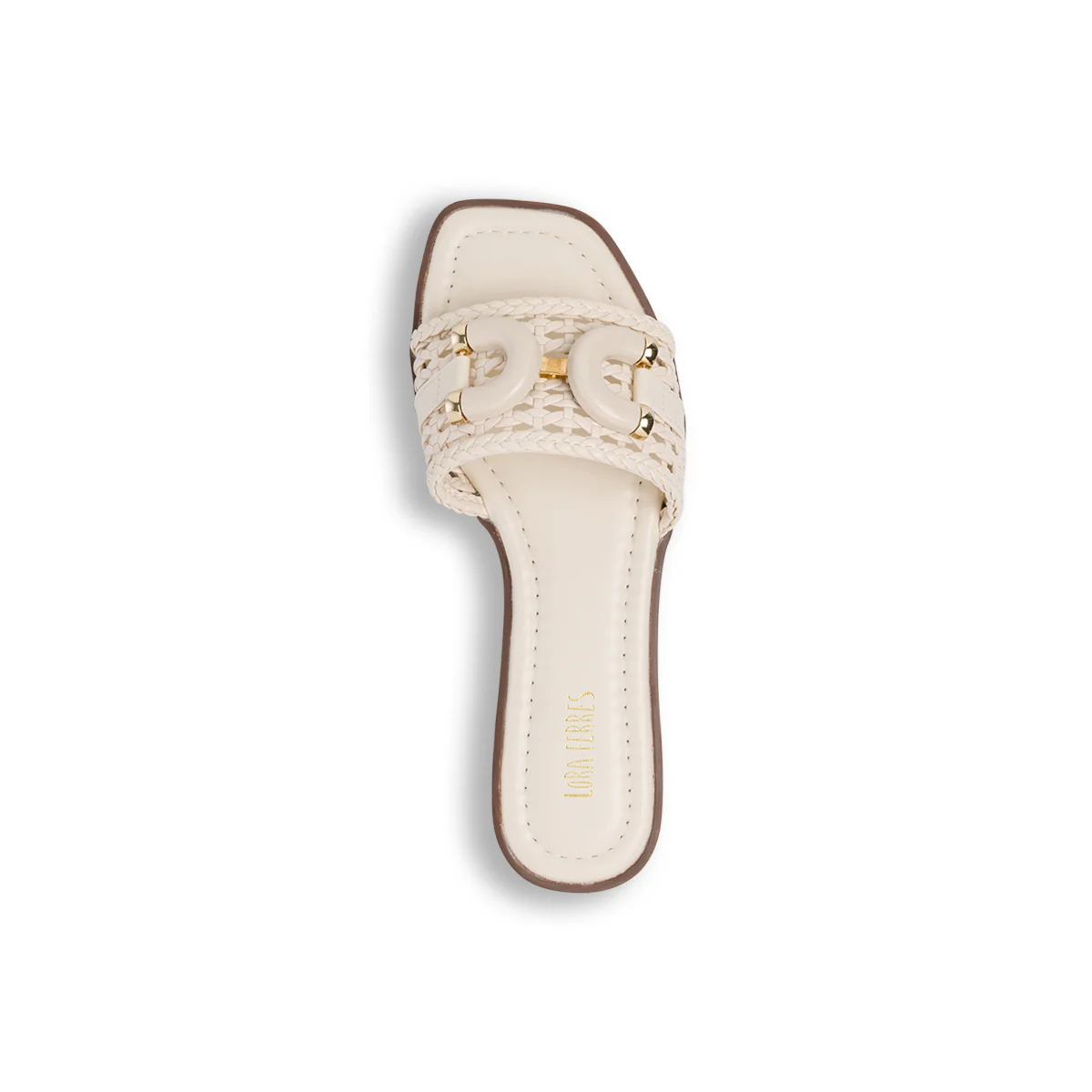 Ciabattine Flat da Donna Beige con motivo Intrecciato e dettaglio in metallo Lora Ferres - Image 2