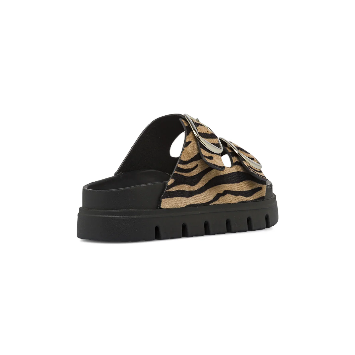 Sandali flat da Donna Beige effetto animalier con fibbie Lora Ferres - Image 3