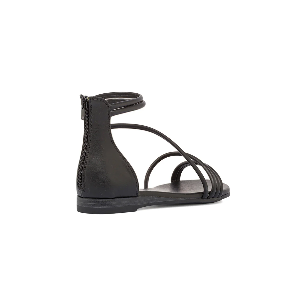 Sandali Flat da Donna Neri con motivo Incrociato e Zip sul retro Swish Jeans - Image 2