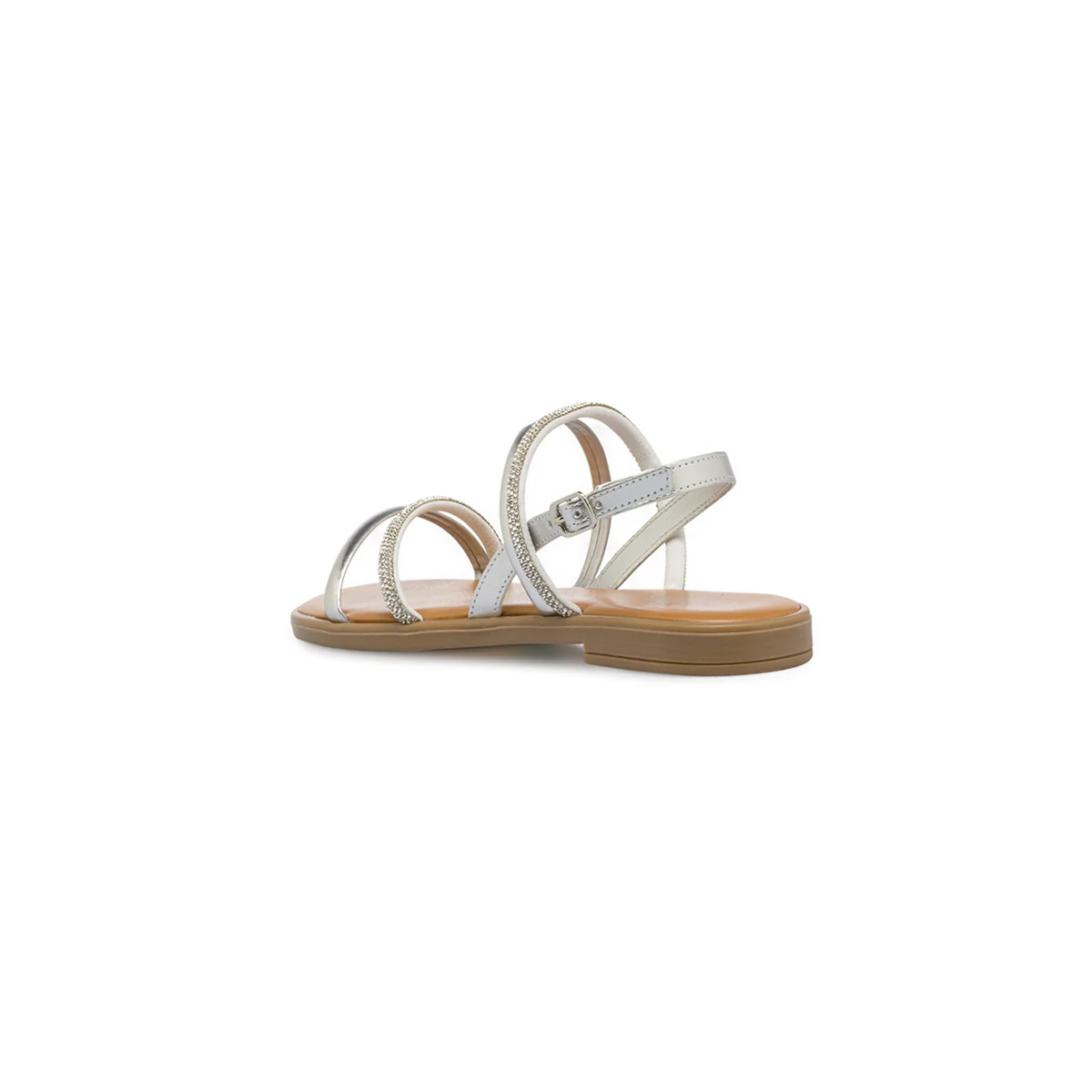 Sandali Flat Donna Argento con strass luminosi Lora Ferres - Image 3