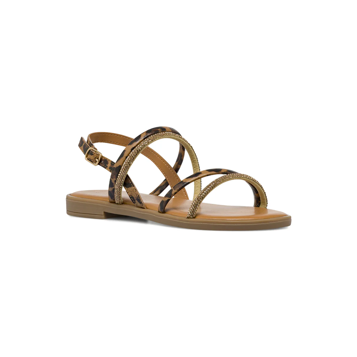 Sandali Flat Donna Marroni animalier e strass Lora Ferres - Image 2