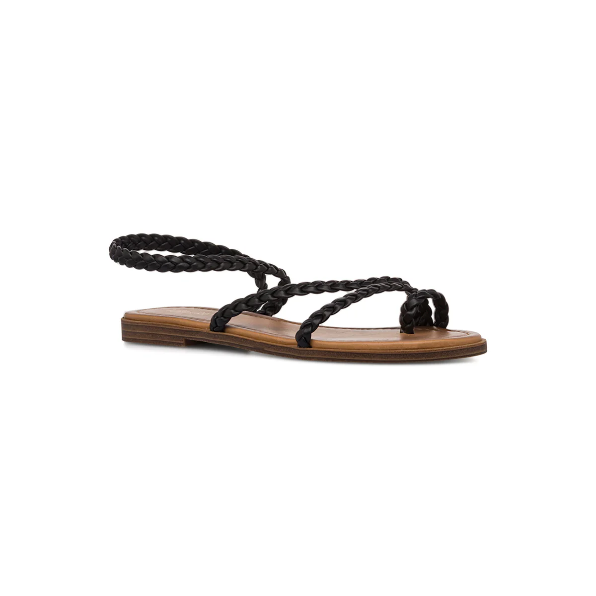 Sandali flat infradito neri da Donna con cinturino intrecciato Lora Ferres - Image 4