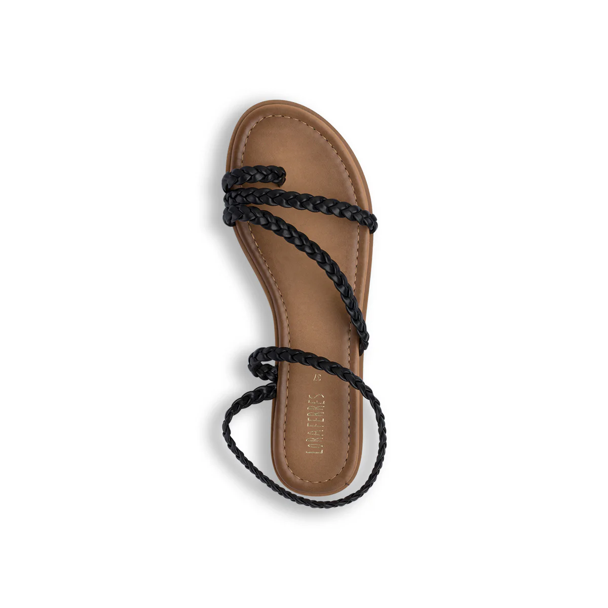 Sandali flat infradito neri da Donna con cinturino intrecciato Lora Ferres - Image 6