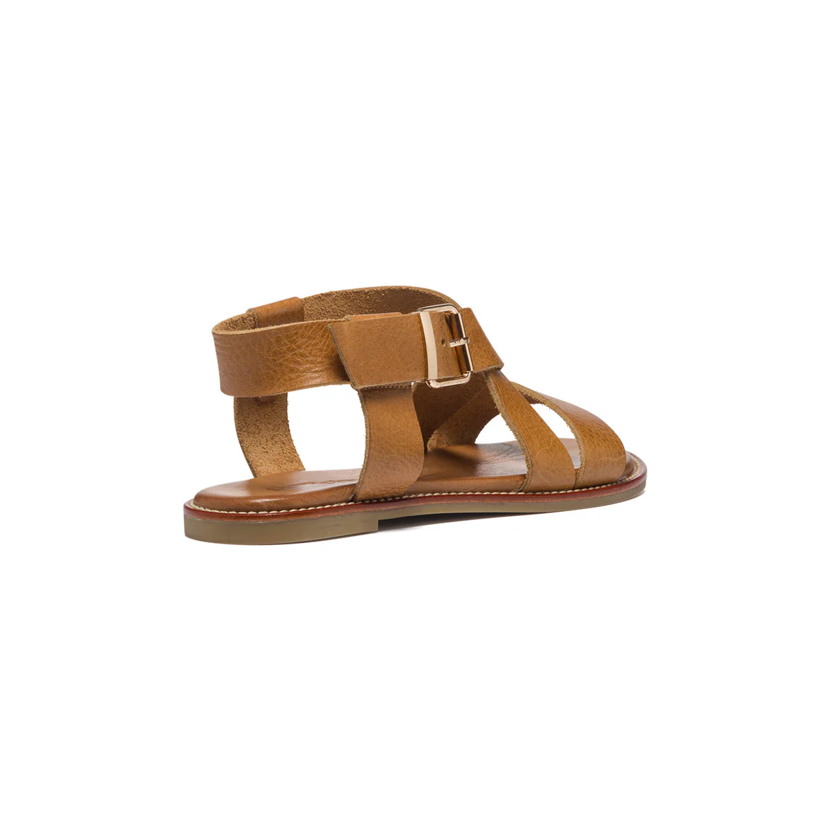 Sandali bassi marroni in pelle con fascia singola P Essentials - Image 3