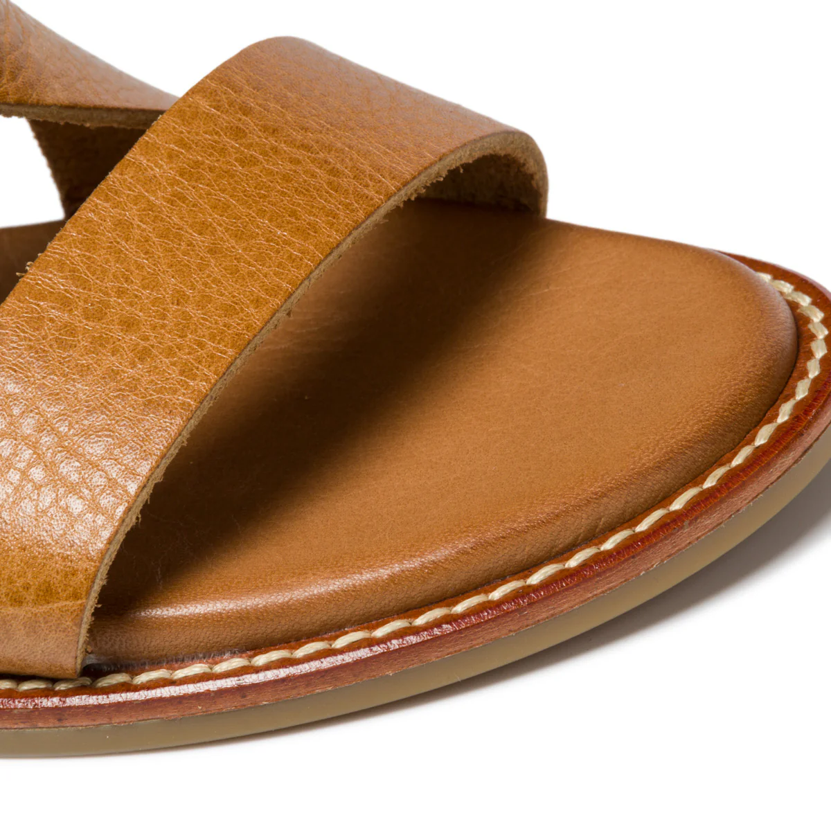 Sandali bassi marroni in pelle con fascia singola P Essentials - Image 4