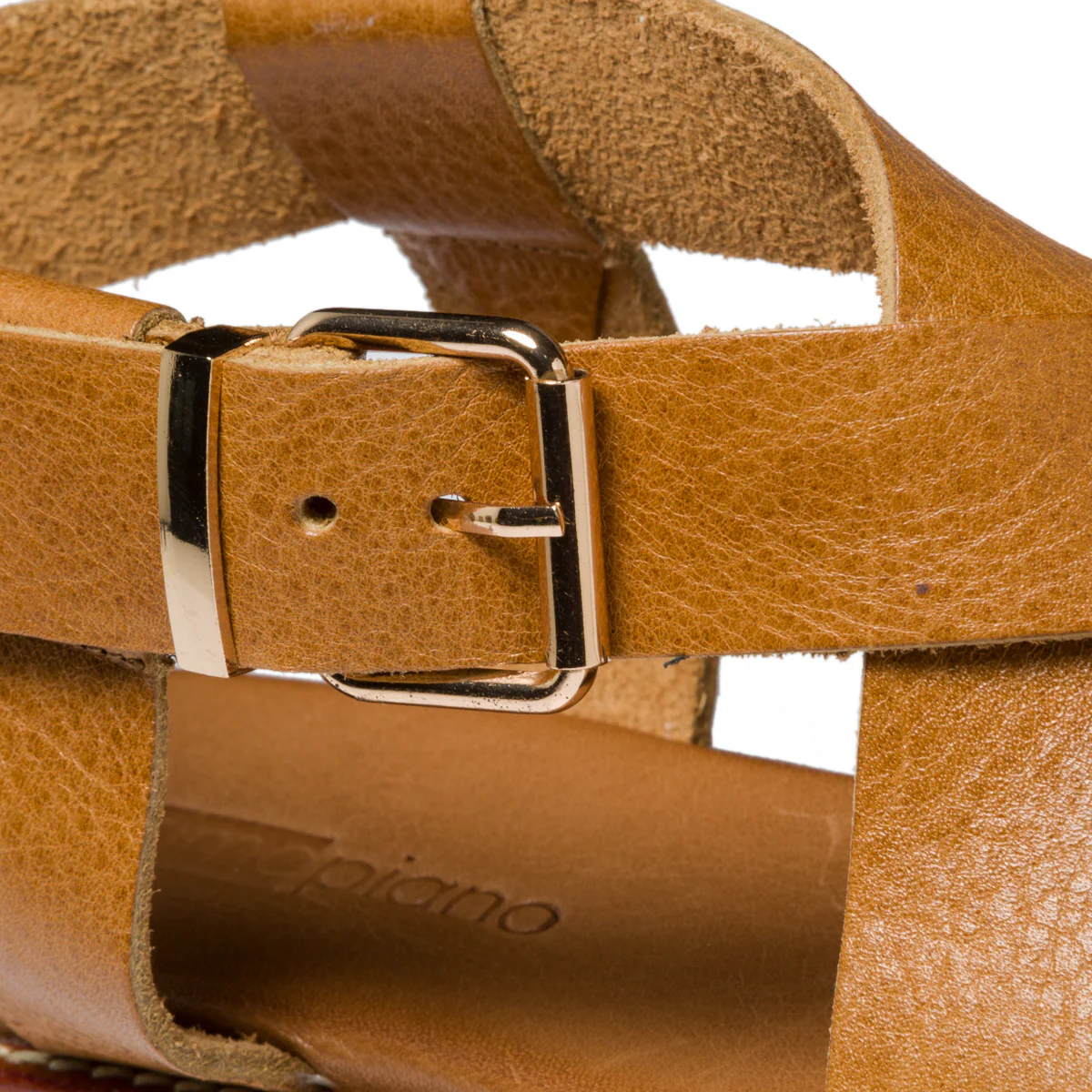 Sandali bassi marroni in pelle con fascia singola P Essentials - Image 5