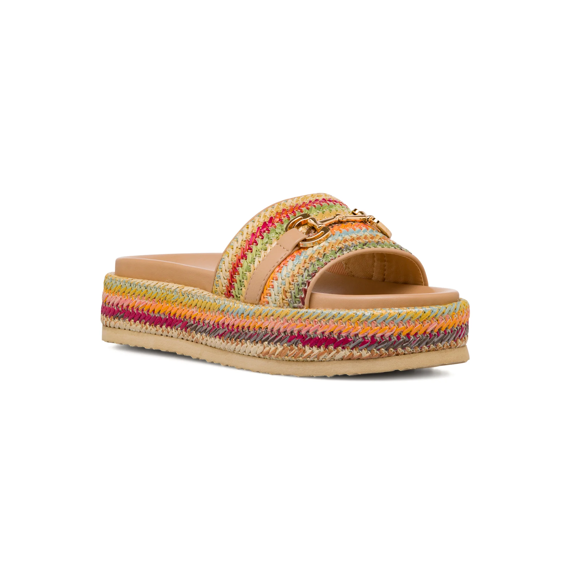 Sandali flat multicolori da Donna effetto Rafia con fibbia Swish Jeans - Image 2