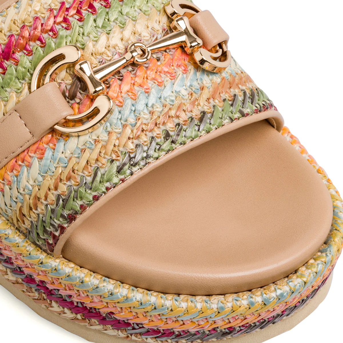 Sandali flat multicolori da Donna effetto Rafia con fibbia Swish Jeans - Image 4
