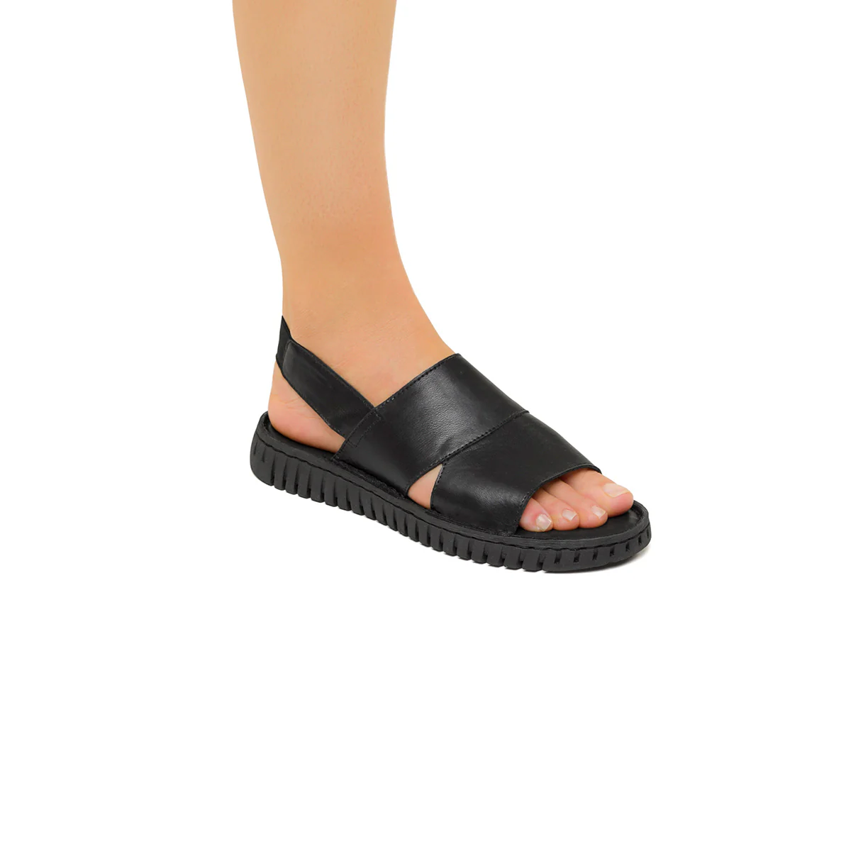 Sandali bassi neri con cinturino per il tallone P Eco Friendly