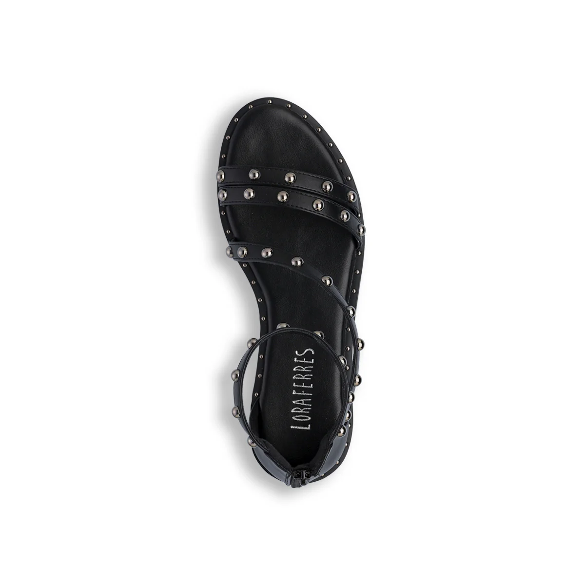 Sandali flat neri da Donna con borchie e chiusura con zip sul retro Lora Ferres - Image 4