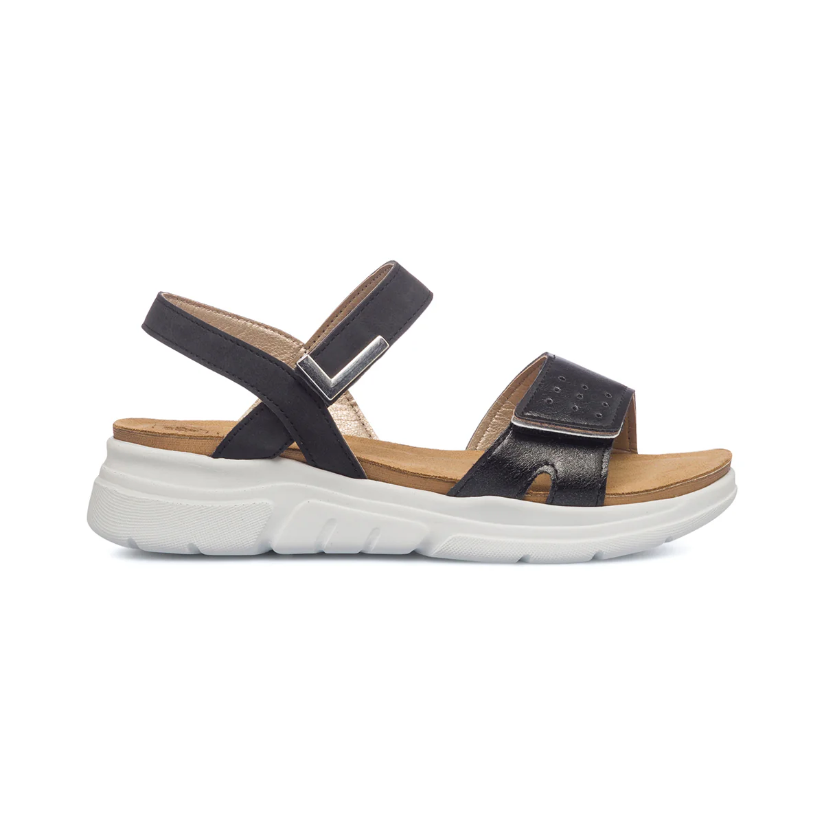 Sandali flat neri da donna con sottopiede in pelle Lumberjack Chandra