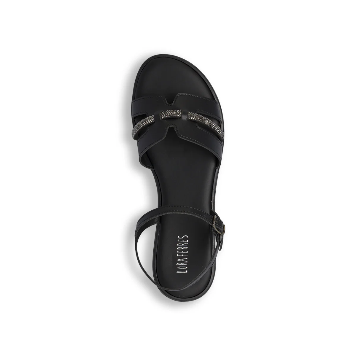 Sandali Flat Neri da Donna con strass e cinturino Lora Ferres - Image 5