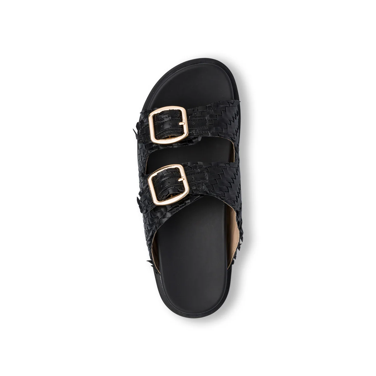 Sandali flat neri da Donna con tramatura effetto Rafia e doppia fibbia Swish Jeans - Image 5