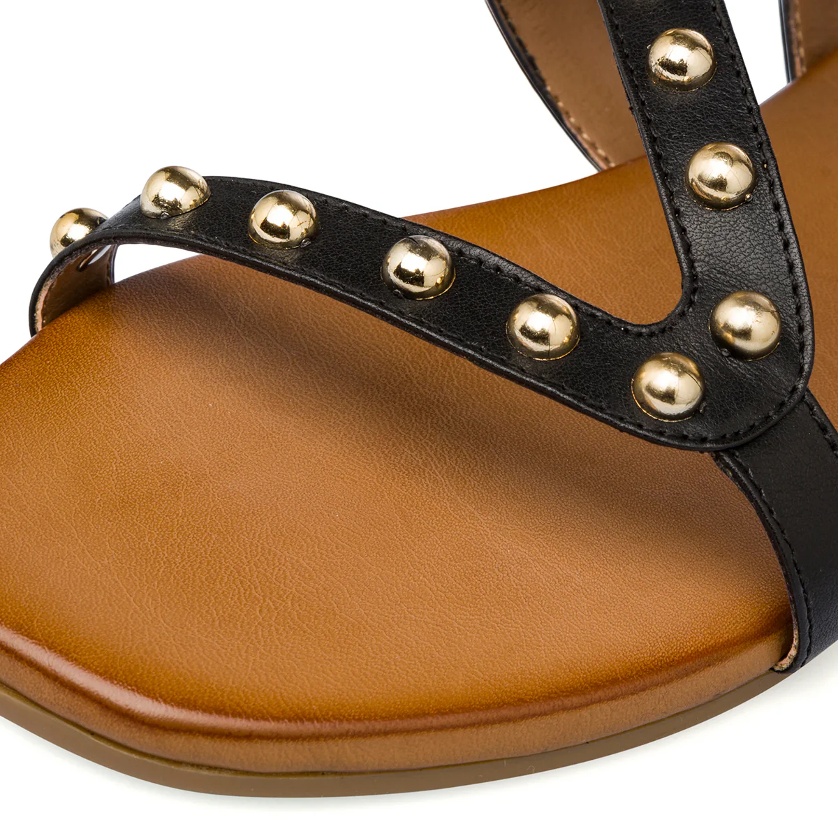 Sandali flat neri da donna in pelle con borchie Primopiano - Image 2