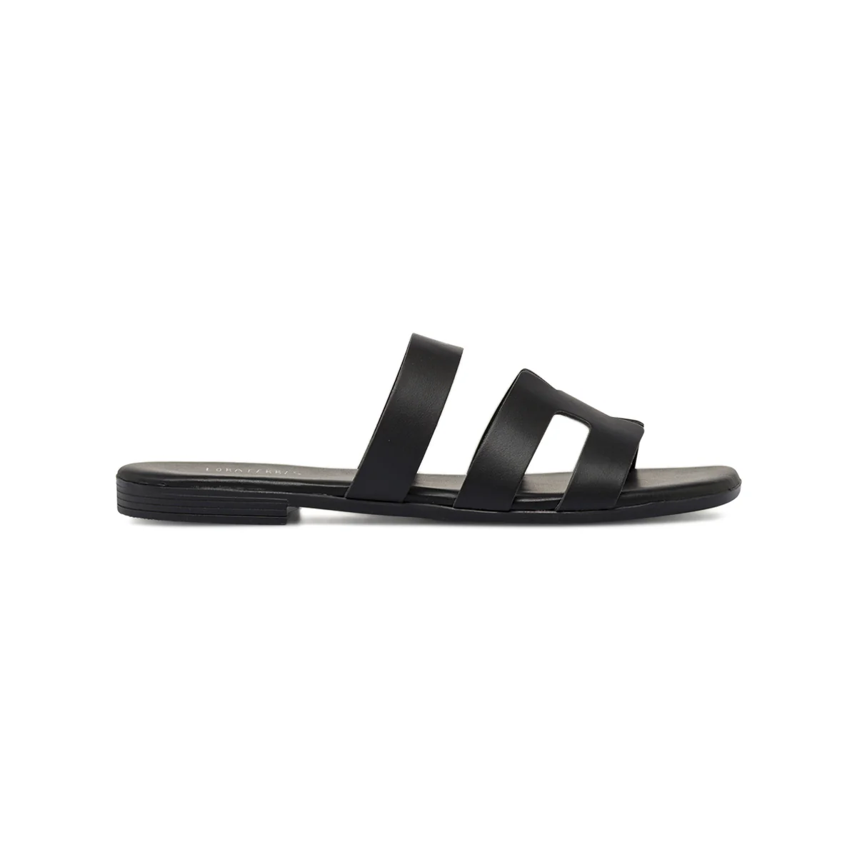 Sandali Flat Neri Donna con fascia a H e suola bassa Lora Ferres