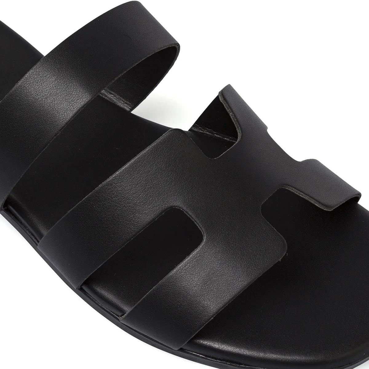 Sandali Flat Neri Donna con fascia a H e suola bassa Lora Ferres - Image 4