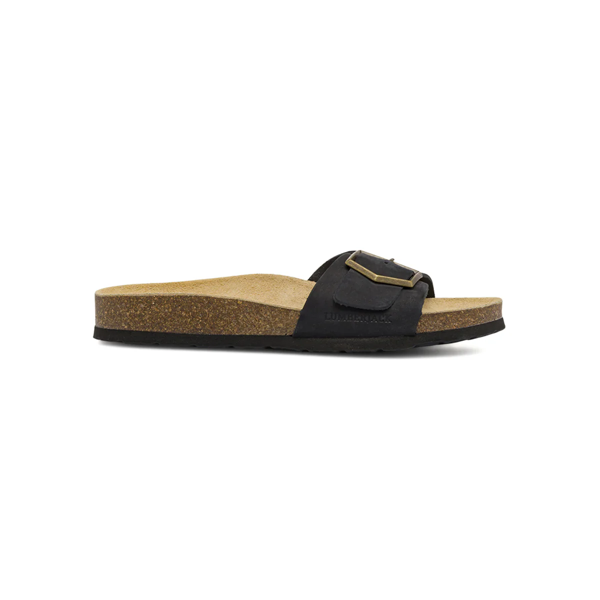 Sandali flat Neri Donna con maxi fibbia effetto scamosciato Lumberjack