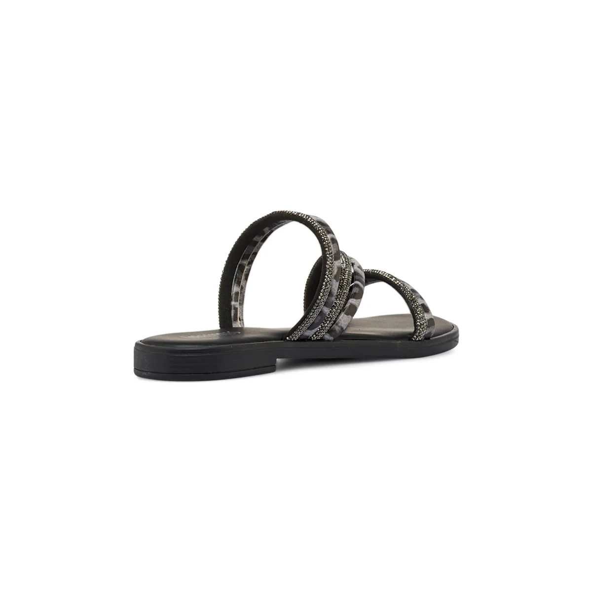 Sandali Flat Neri Donna con strass e listini animalier Lora Ferres - Image 3