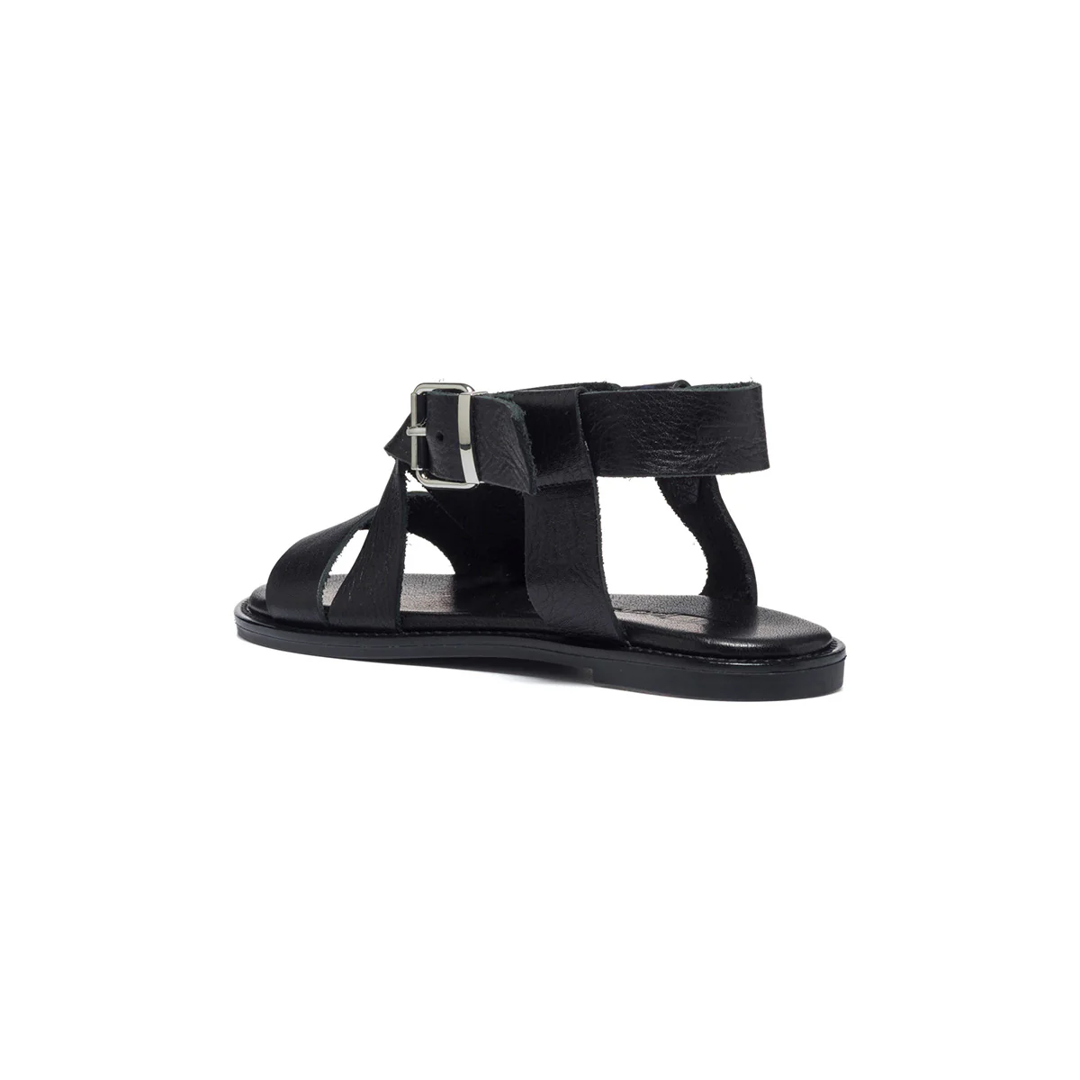 Sandali bassi neri in pelle con fasce intrecciate P Essentials - Image 3