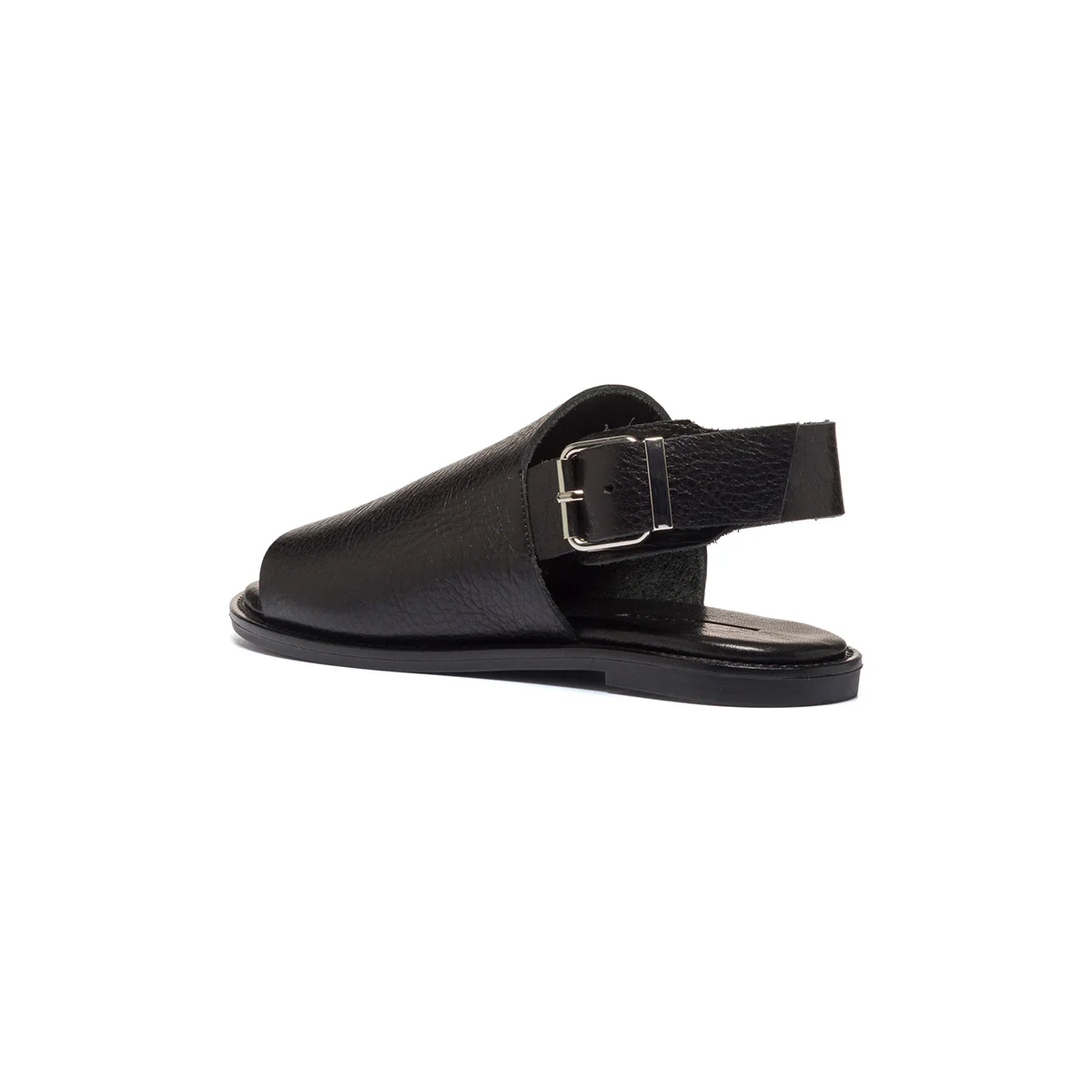 Sandali bassi neri in pelle con fascia singola P Essentials - Image 3