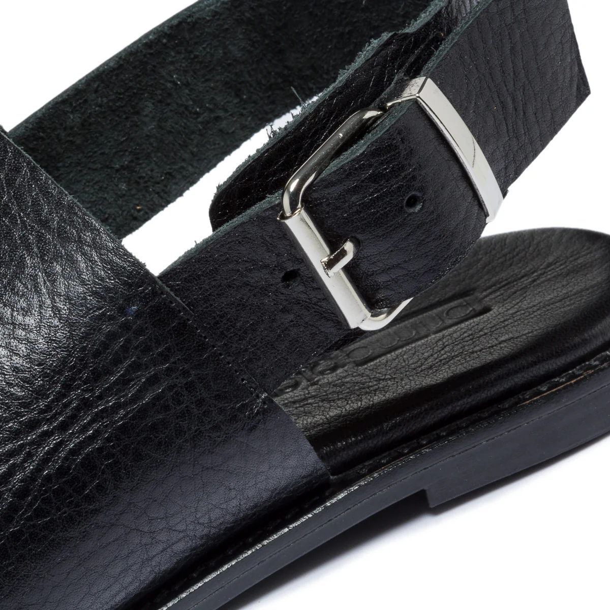Sandali bassi neri in pelle con fascia singola P Essentials - Image 6