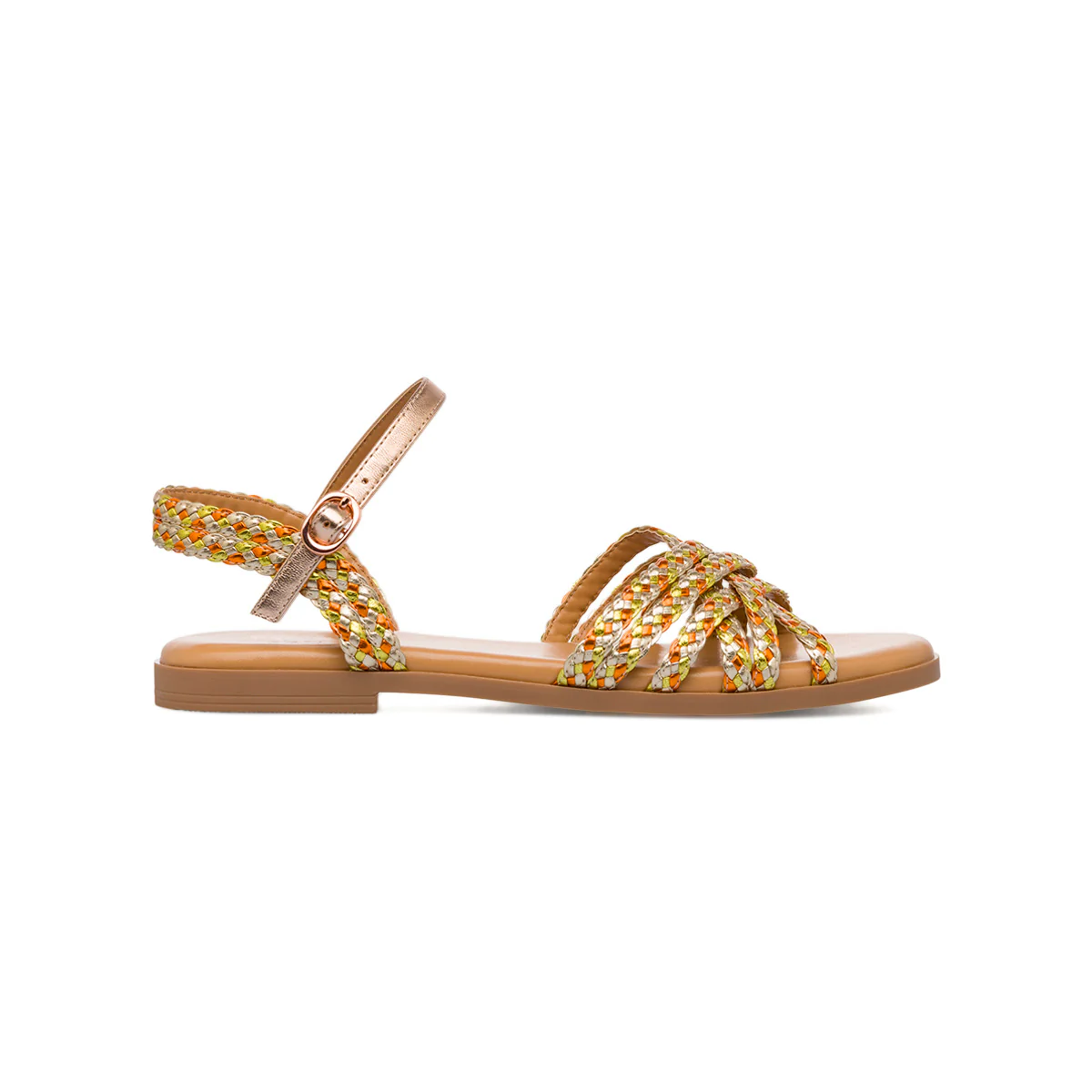 Sandali Comodi e Flessibili Oro con tomaia motivo Intrecciato da Donna P Smart