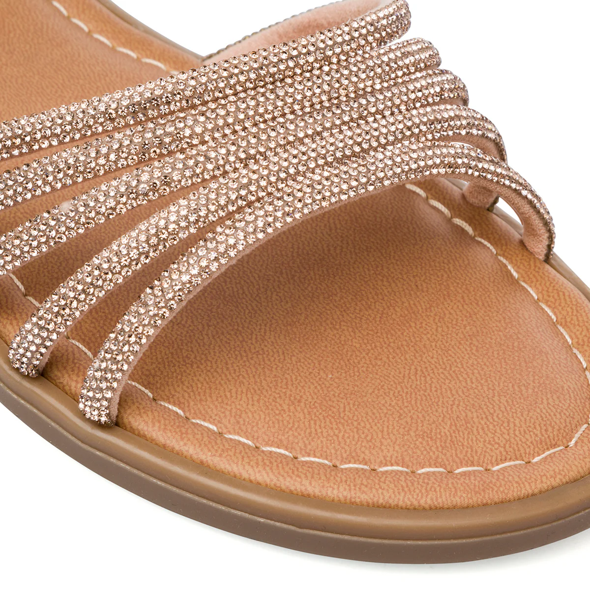 Sandali flat oro da Donna con dettaglio gioiello strass Lora Ferres - Image 4