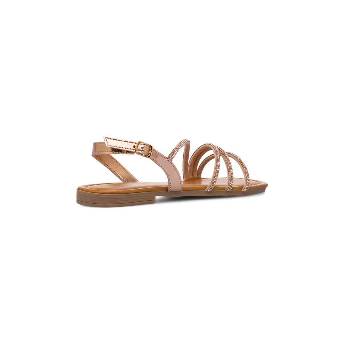 Sandali flat oro da Donna intrecciati con dettaglio gioiello strass Lora Ferres - Image 6