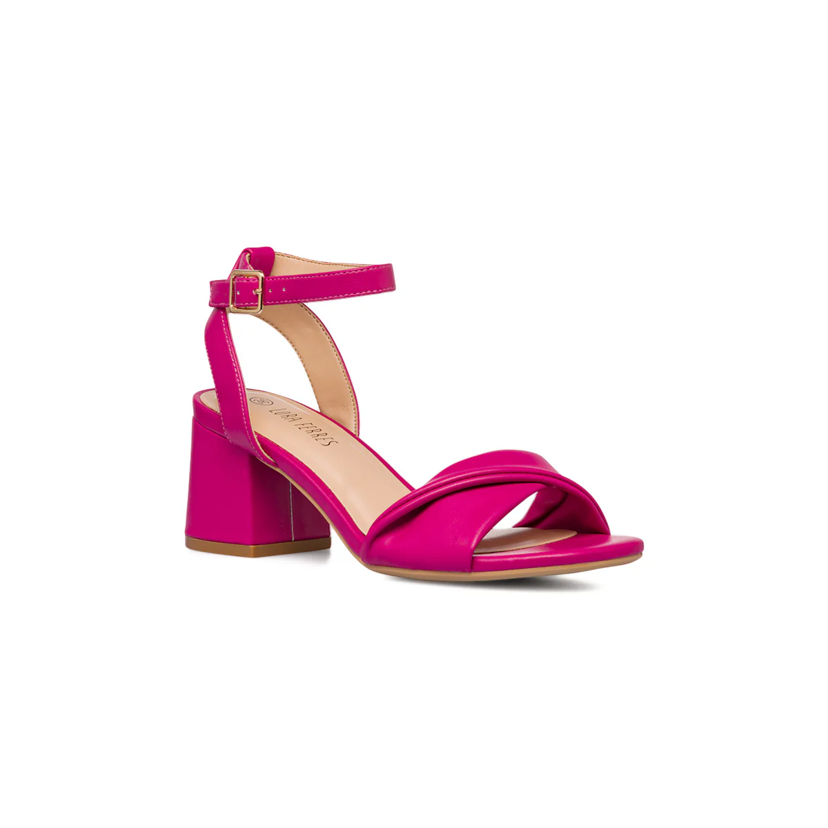 Sandali fucsia da donna con tacco a blocco 7 cm e fascia intrecciata Lora Ferres - Image 5