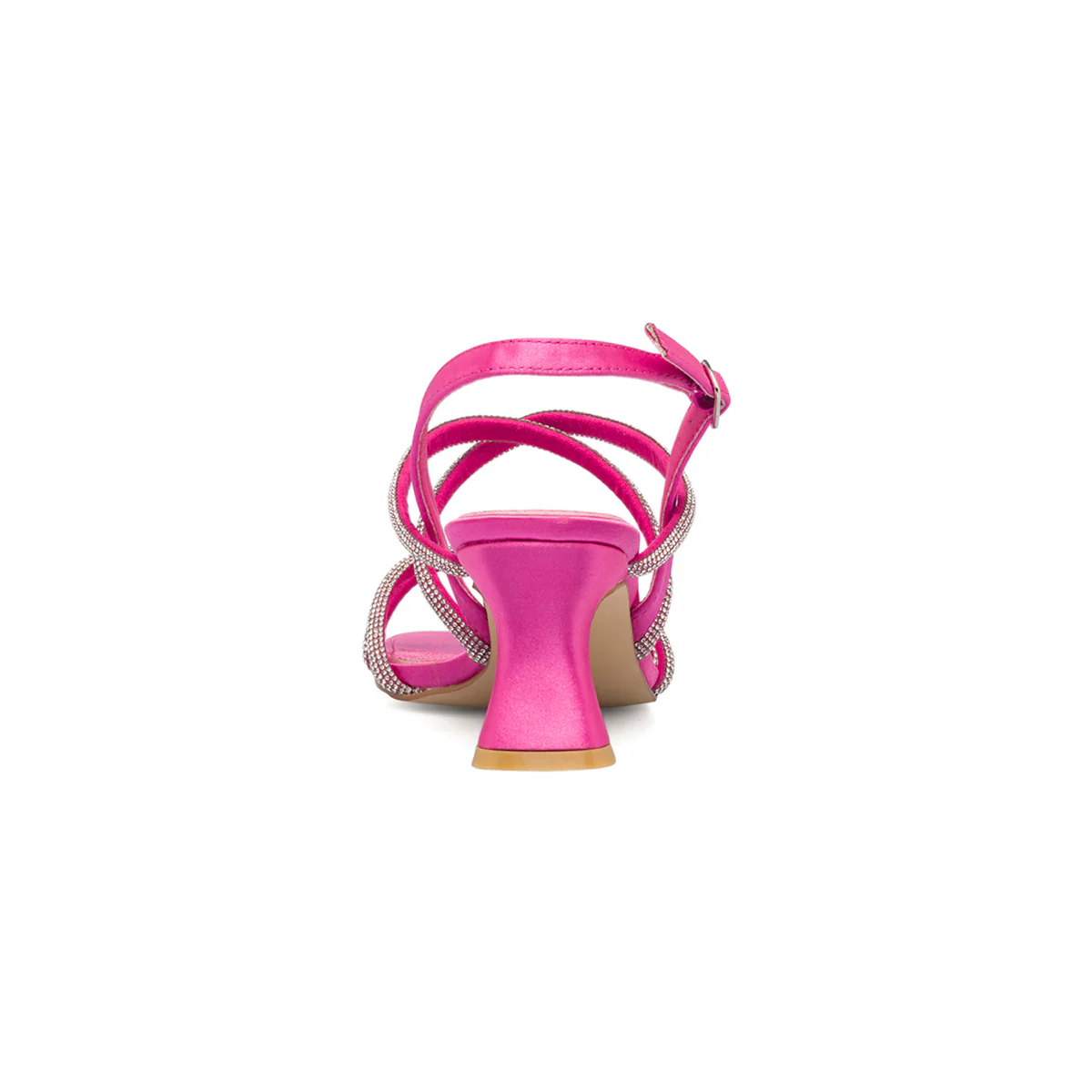 Sandali fucsia in raso da donna con strass gioiello e tacco 6 cm Lora Ferres - Image 6