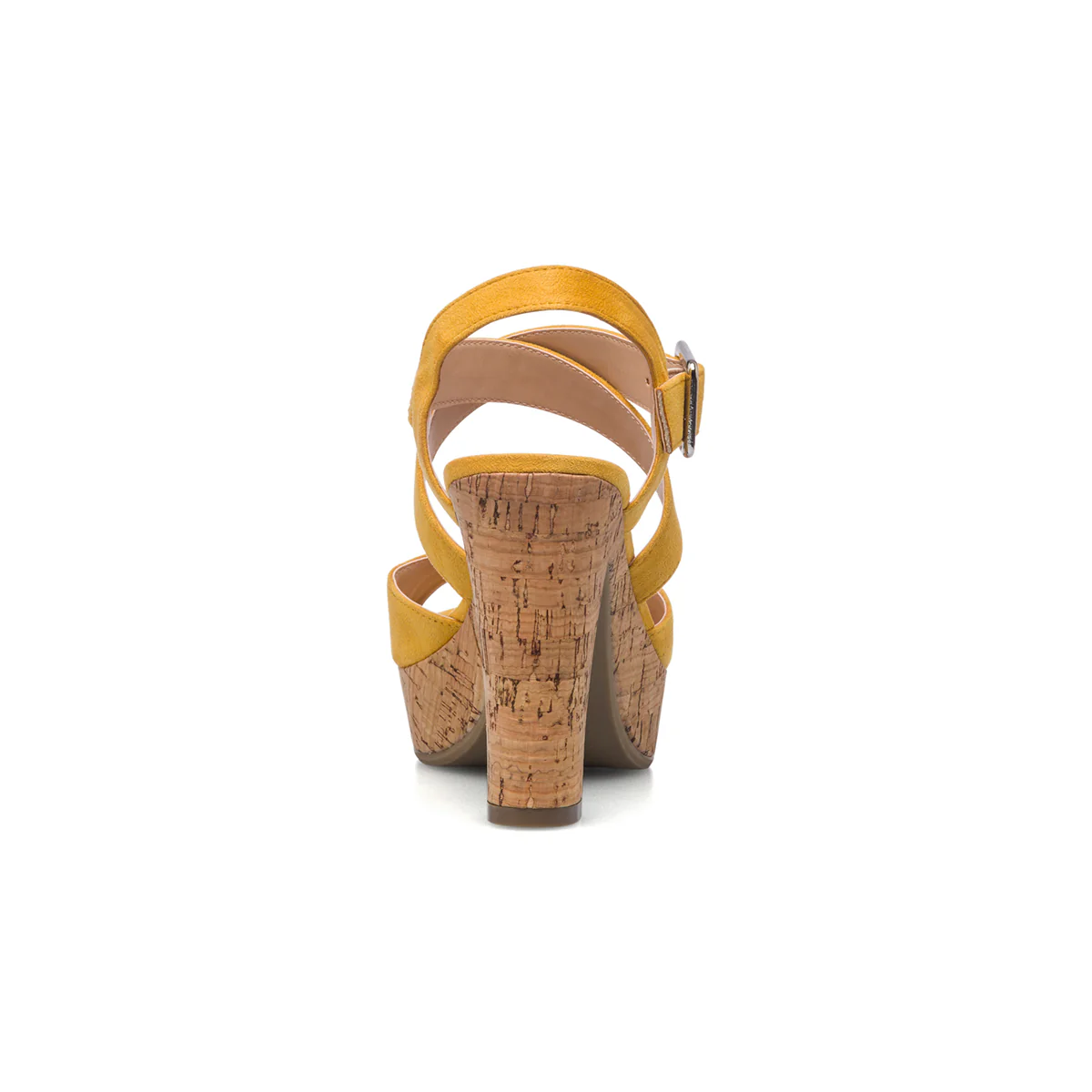 Sandali giallo ocra in tessuto da donna con tacco 10 cm Lora Ferres - Image 4