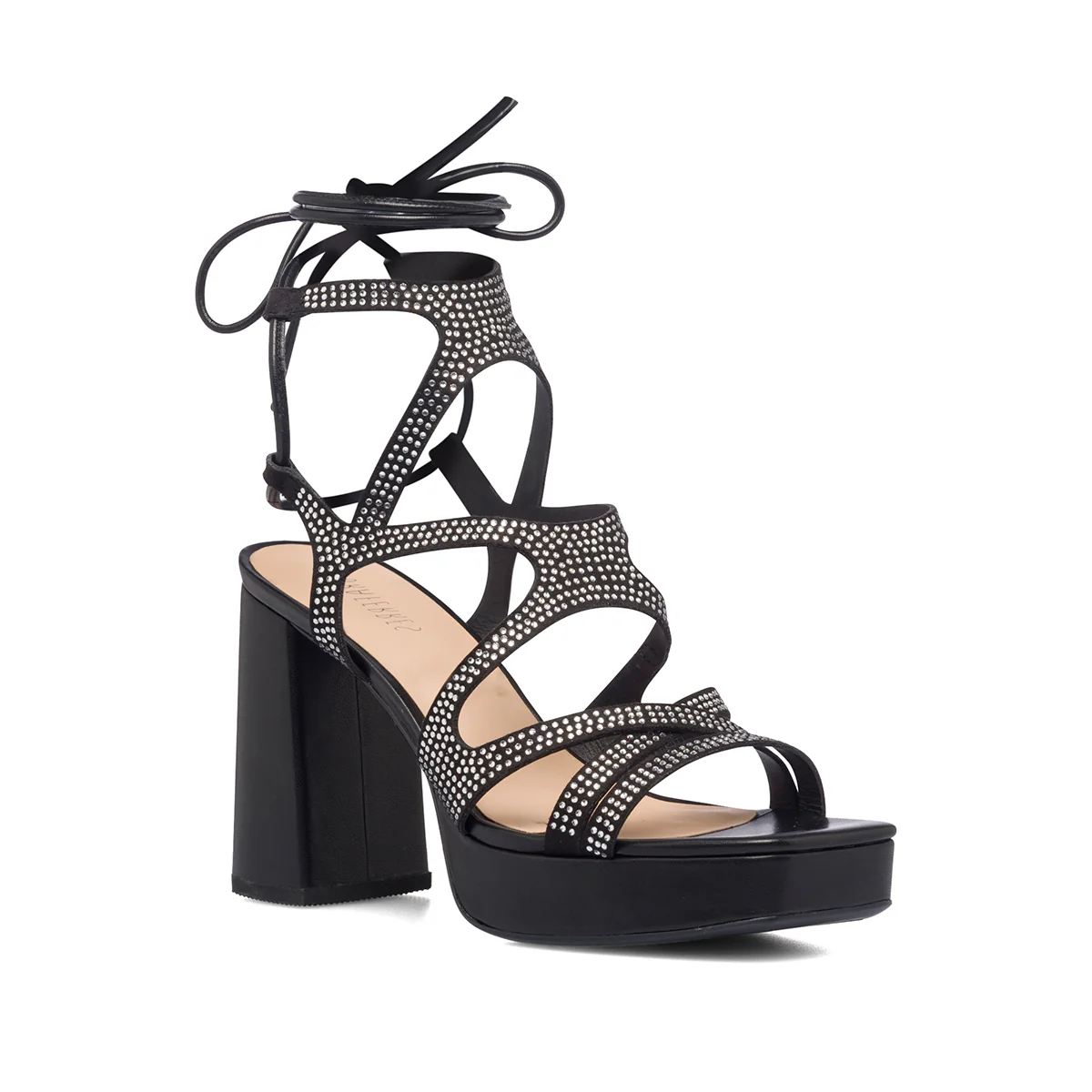 Sandali gioiello alla schiava neri da donna con laccetti alla caviglia e strass Swish Jeans - Image 5