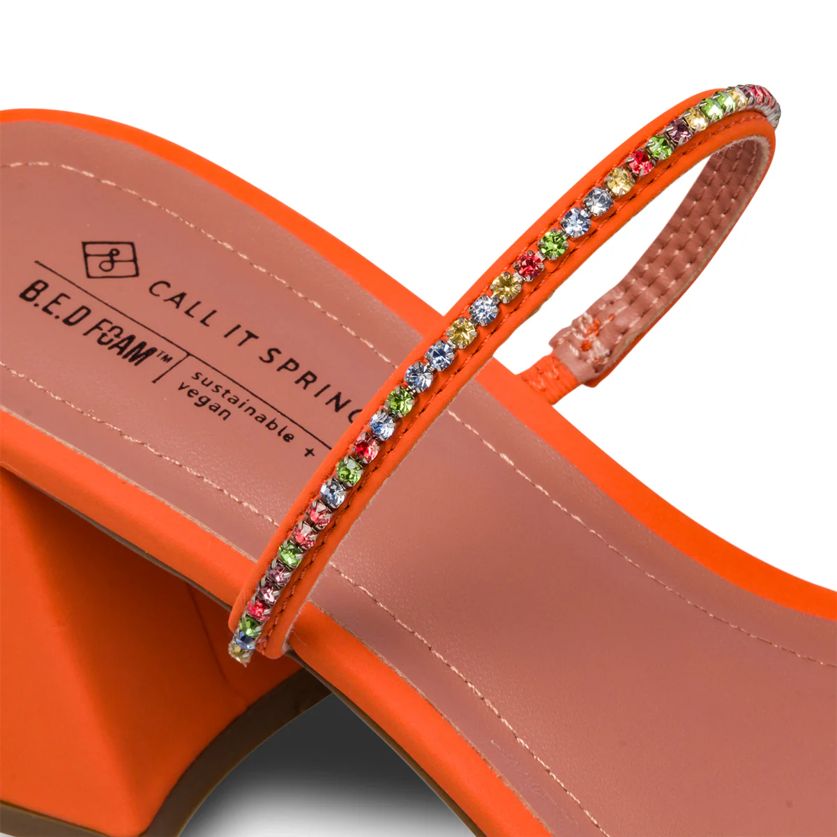 Sandali gioiello arancioni in "pelle vegana" con tacco a blocco 7 cm e punta quadrata Call It Spring - Image 6