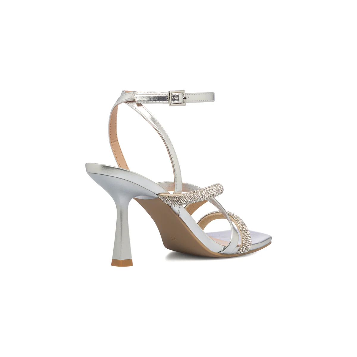 Sandali gioiello argento da donna con strass e tacco a rocchetto 8 cm Swish Jeans - Image 6