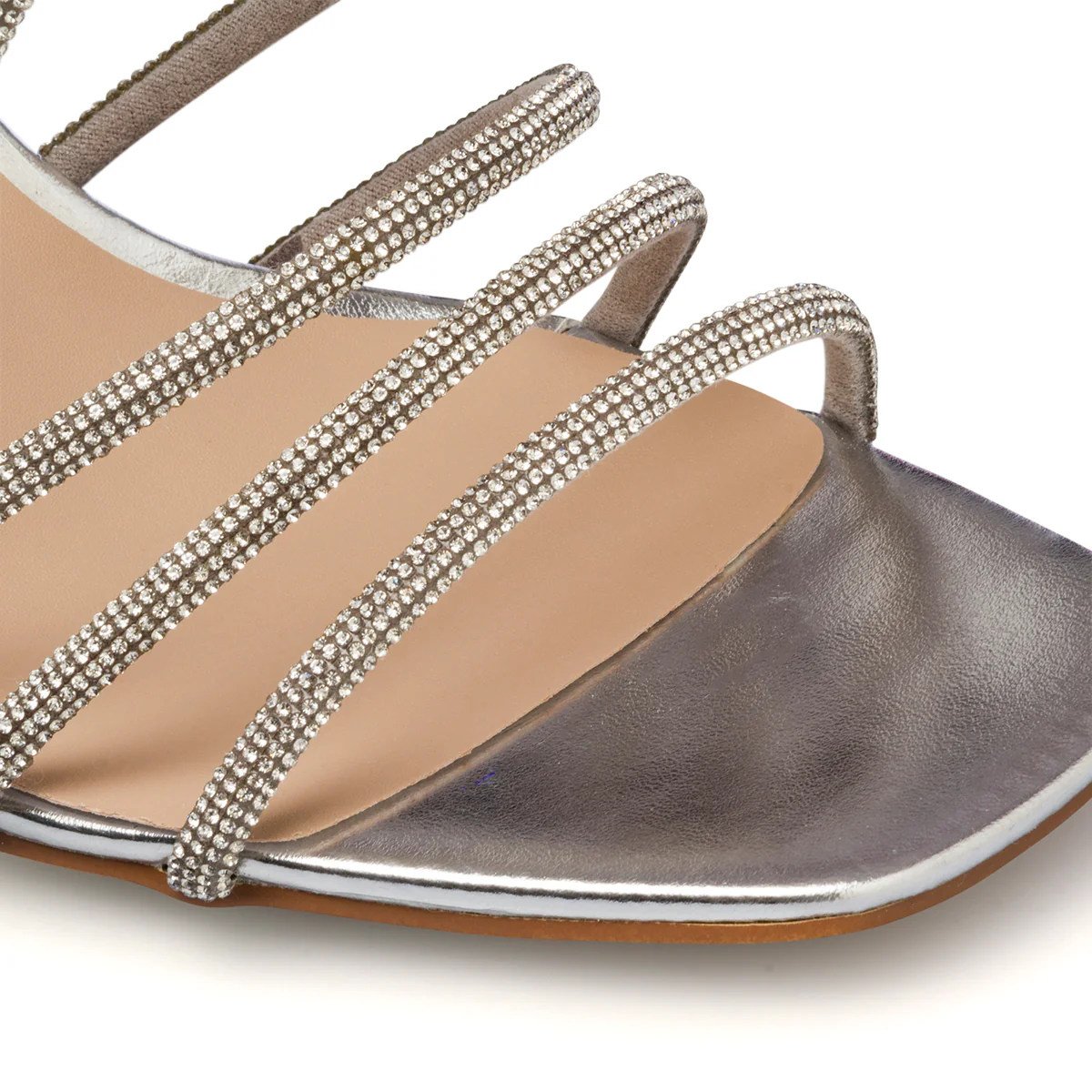 Sandali gioiello argento da donna con tacco 8 cm e strass Lora Ferres - Image 5