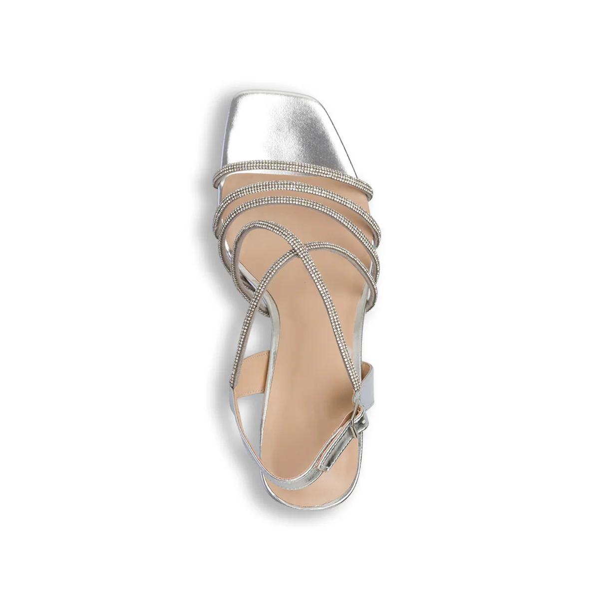 Sandali gioiello argento da donna con tacco 8 cm e strass Lora Ferres - Image 8