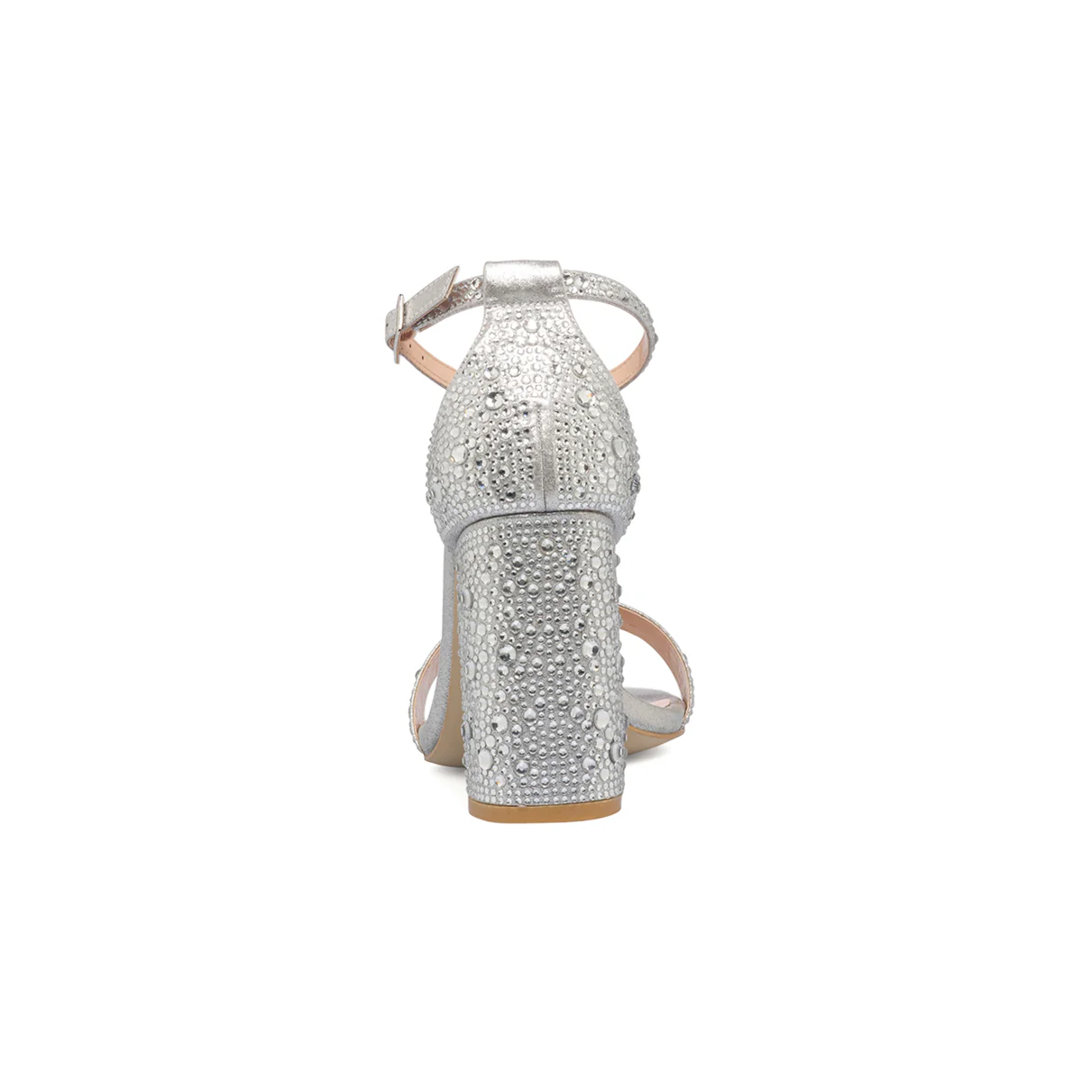 Sandali gioiello argento da donna con tacco a blocco 9 cm e strass Lora Ferres - Image 8