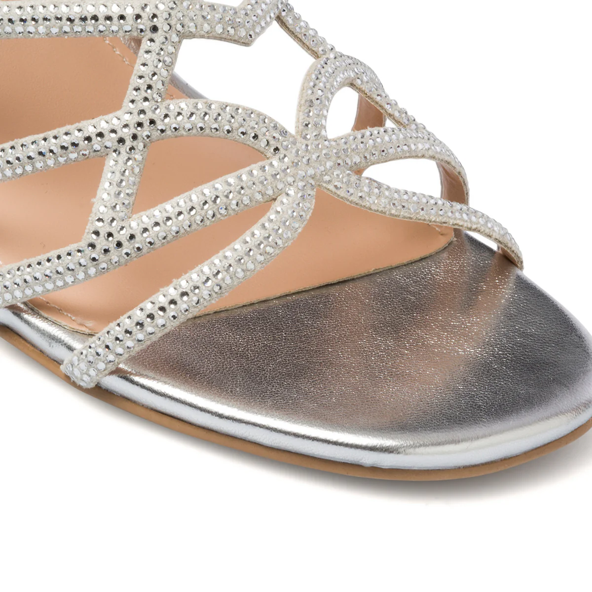 Sandali gioiello argento da donna con tacco largo 6 cm e strass Lora Ferres - Image 14