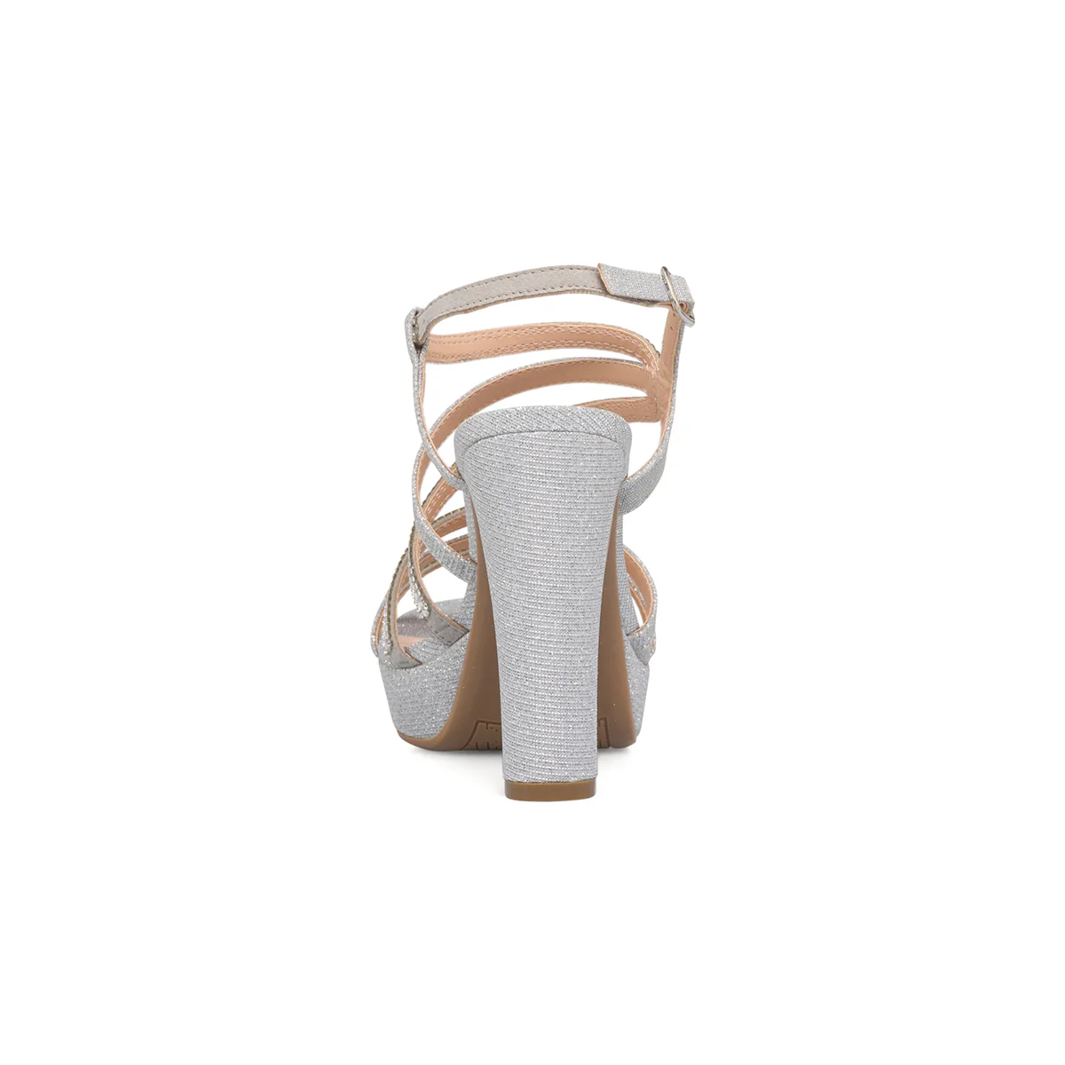 Sandali gioiello argento glitterati da donna con tacco 11 cm e plateau Lora Ferres - Image 4