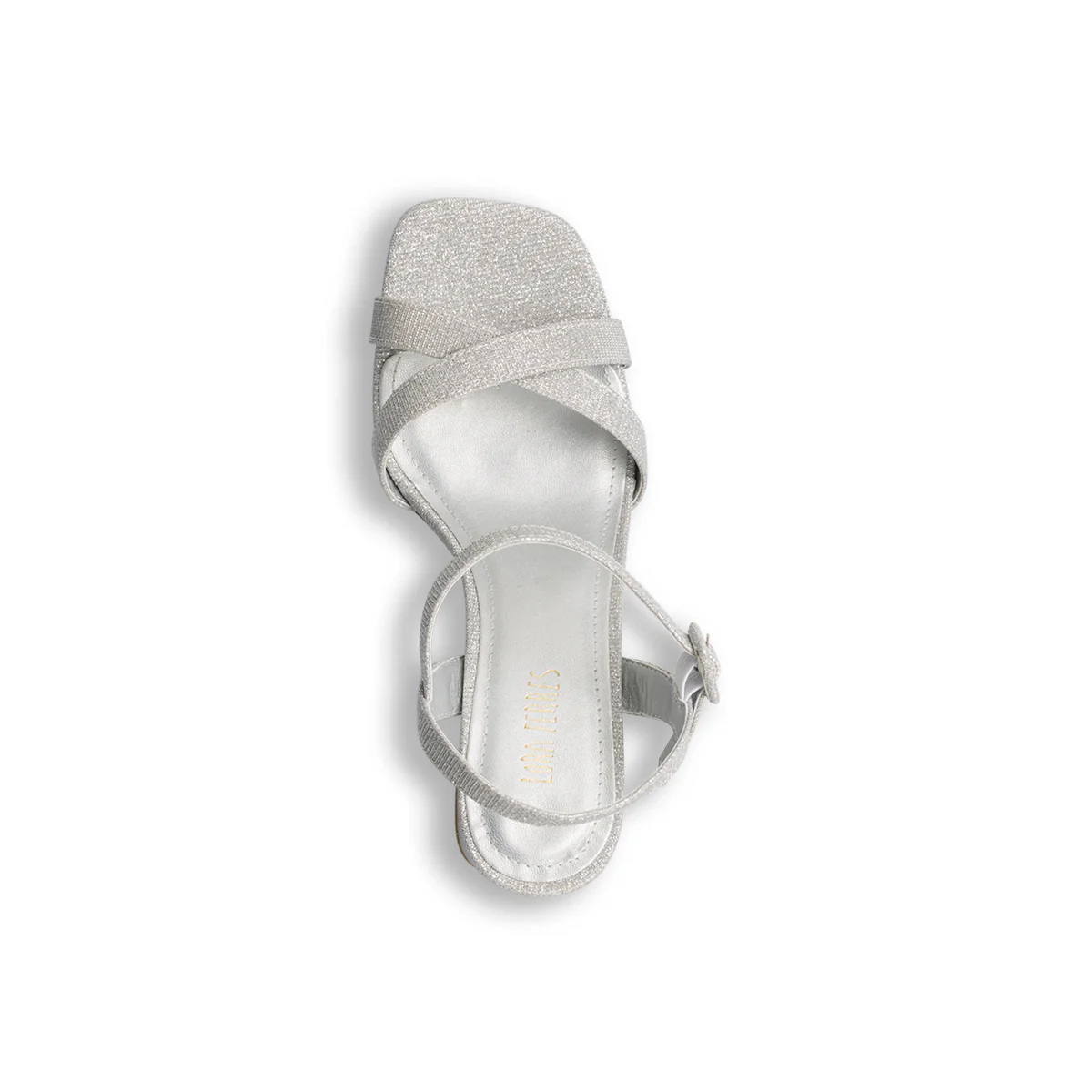 Sandali gioiello argento glitterati da donna con tacco a blocco 7 cm Lora Ferres - Image 5