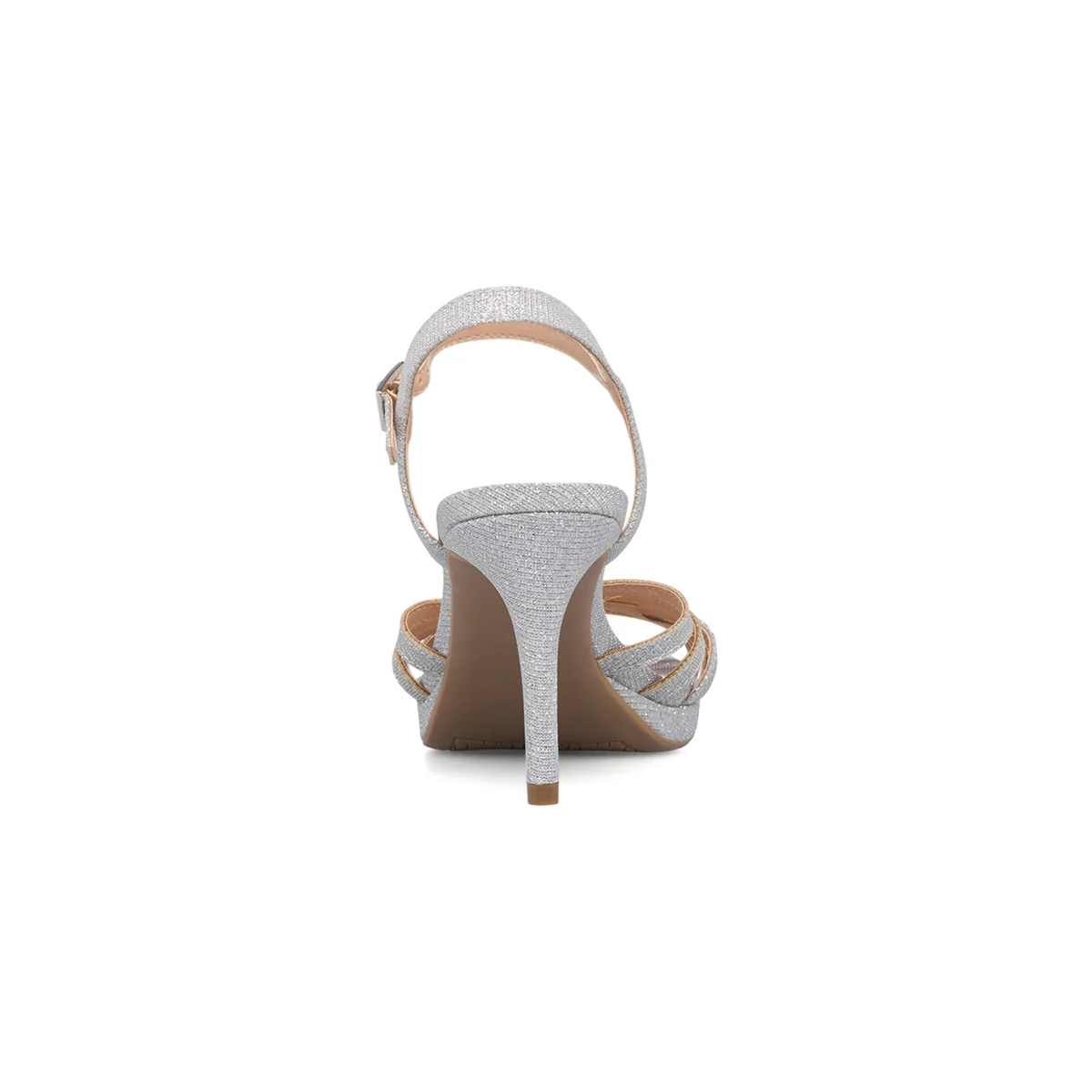 Sandali gioiello argento glitterati da donna con tacco a spillo 8 cm Lora Ferres - Image 4