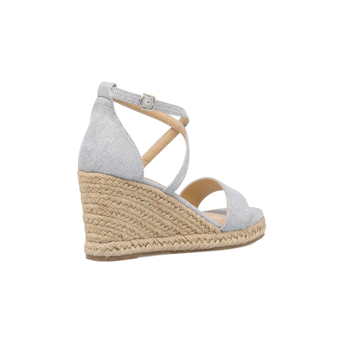 Sandali gioiello argento glitterati da donna con zeppa in corda 10 cm Lora Ferres - Image 3