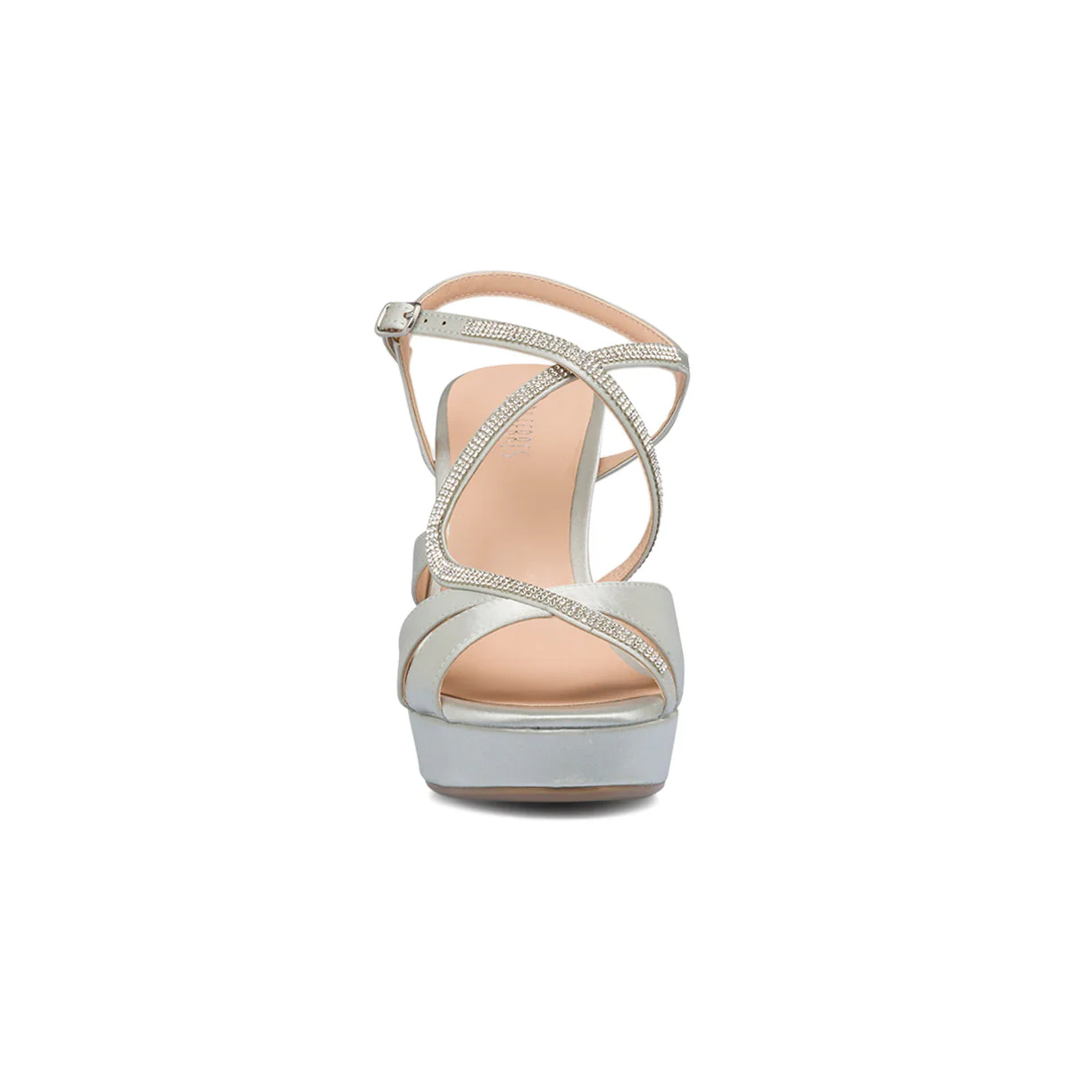 Sandali gioiello argento in raso da donna con tacco 11 cm e plateau Lora Ferres - Image 8